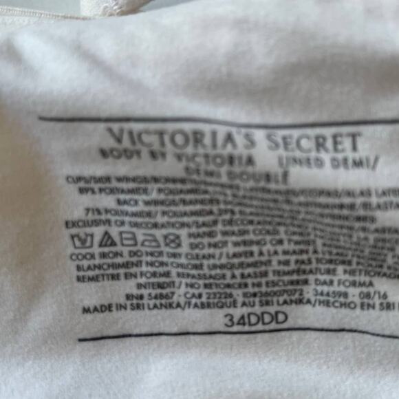 Victoria Secret Body by Victoria Bra Size 34DDD Lined Demi Double Cream Lace - Picture 10 of 16